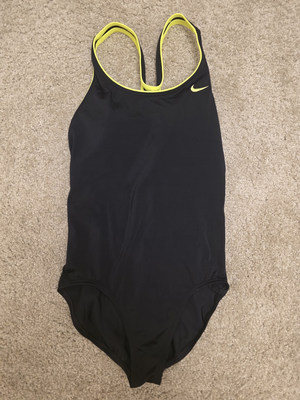 Nike Competition One-Piece Swimsuit - Black & Neon Yellow - Sz M